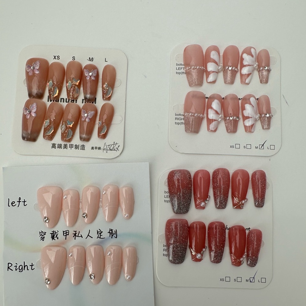 Handmade press on nails bundle of four sets size medium